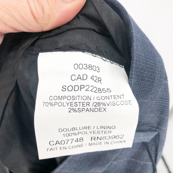 SOUL OF LONDON Mens Dress Pants 42R Navy Blue Glen Plaid Flat Front NWT - Picture 9 of 10